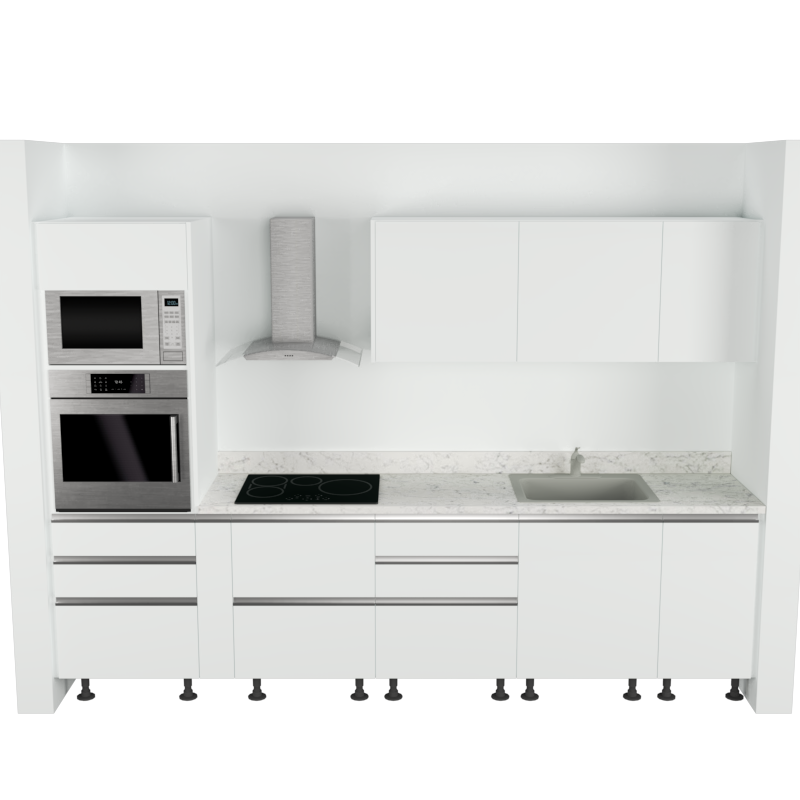 Cocina Lineal: 3m de largo Diseño 1