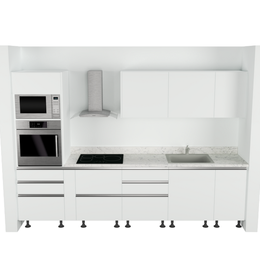 Cocina Lineal: 3m de largo Diseño 1