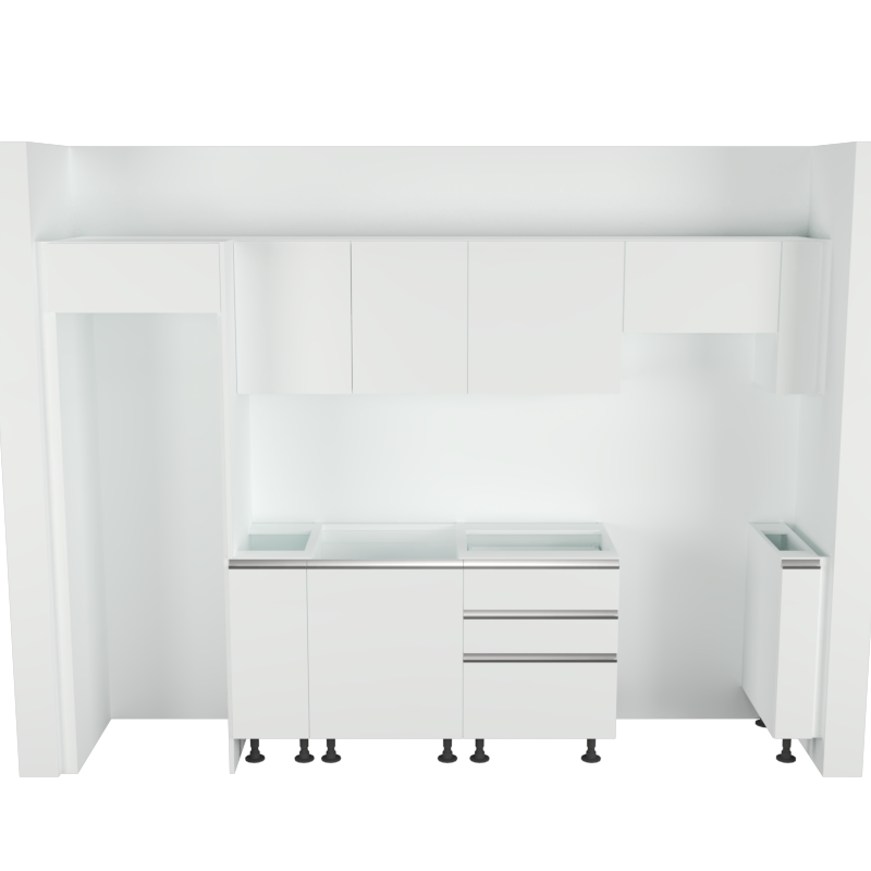 Cocina Lineal: 3m de largo Diseño 2