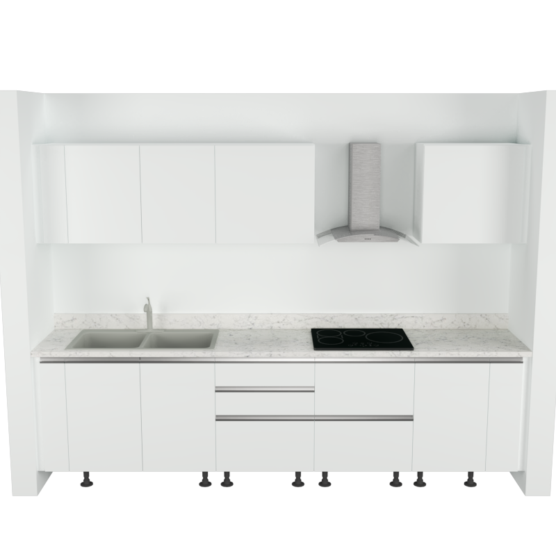 Cocina Lineal: 3m de largo Diseño 3