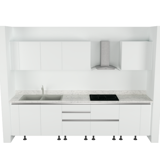 Cocina Lineal: 3m de largo Diseño 3