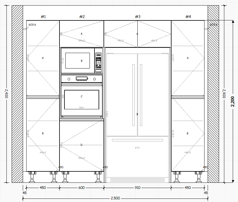 Cocina Auxiliar Lineal: 2,5m de largo Diseño 4