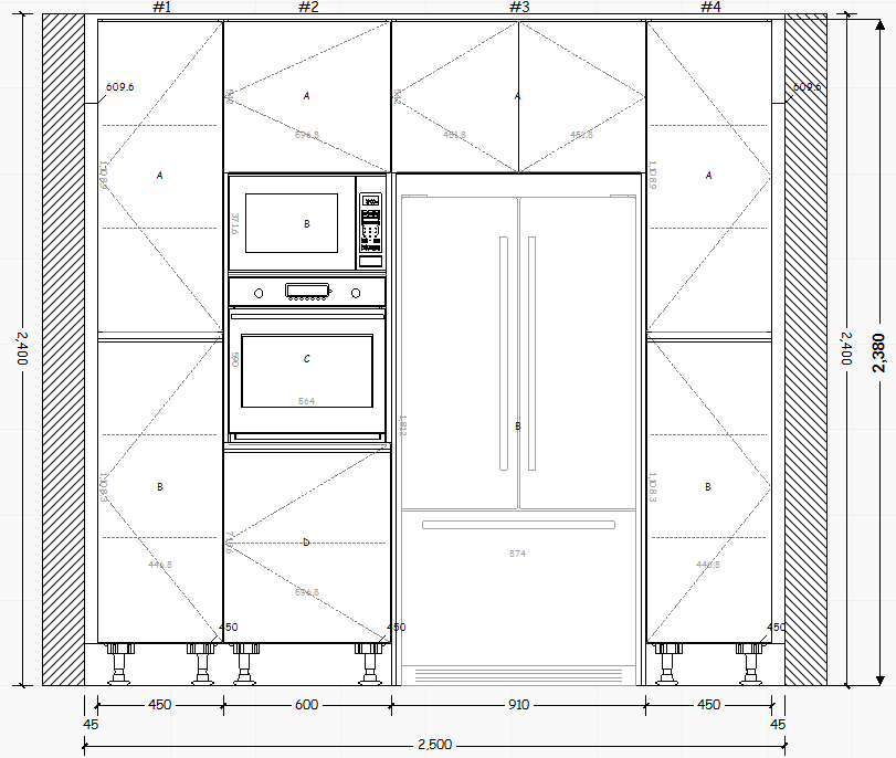 Cocina Auxiliar Lineal: 2,5m de largo Diseño 4